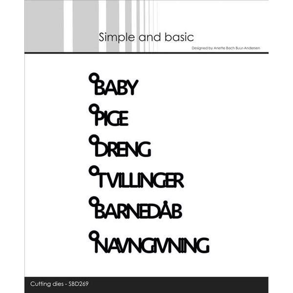 Simple and Basic Die - Texts w/Hanger - Danske tekster #4 (Baby m.fl.)