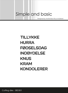 Simple and Basic Die - Cut Words Danske tekster #1 (Tillykke m.fl.)