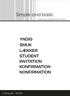 Simple and Basic Die - Cut Words Danske tekster #2 (Yndig m.fl.)