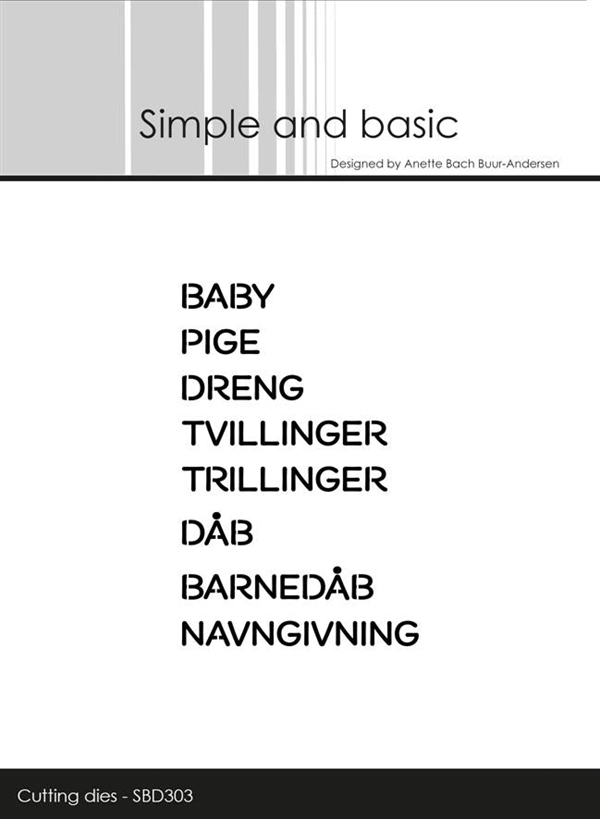 Simple and Basic Die - Cut Words Danske tekster #3 (Baby m.fl.)