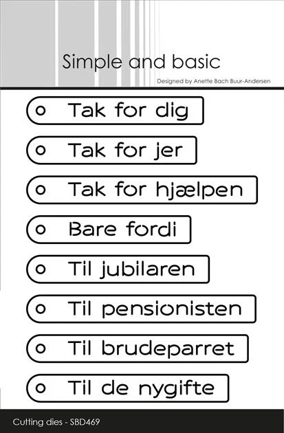 Simple and Basic Die - Danish Tag Texts / Tak for dig m.fl.