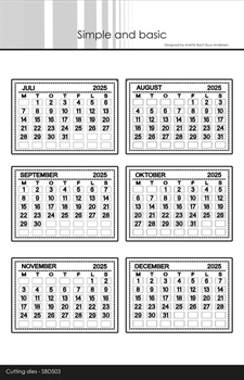 Simple and Basic Die - Calendar Tabs / Kalender Juli-December 2025