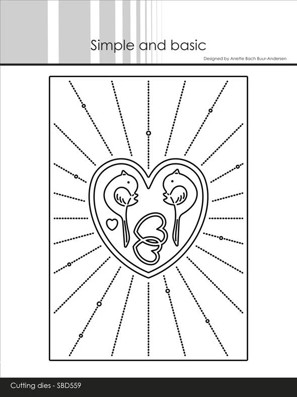 Simple and Basic Die - Heart Rays A6