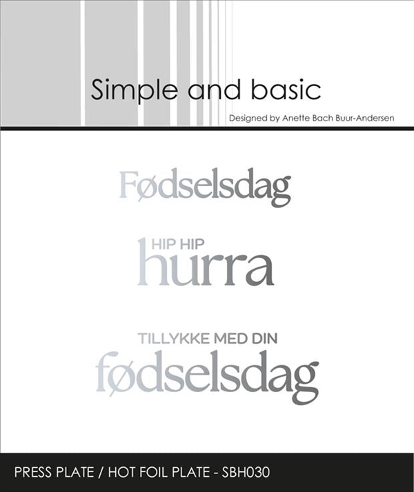 Simple and Basic Press & Hot Foil Plate - Tekster / Fødselsdag m.fl.