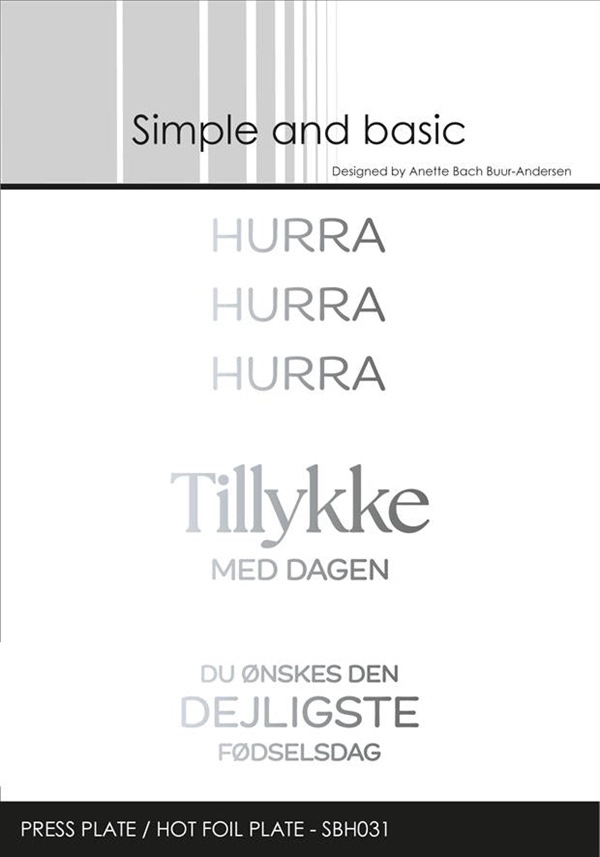 Simple and Basic Press & Hot Foil Plate - Tekster / Hurra m.fl.