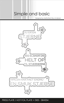 Simple and Basic Press & Hot Foil Plate + Dies - Tekster / Du er en Stjerne m.fl.