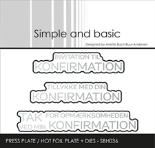 Simple and Basic Press & Hot Foil Plate + Dies - Tekster / Konfirmation m.fl.