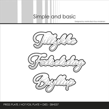 Simple and Basic Press & Hot Foil Plate + Dies - Tekster / Tillykke - Fødselsdag - Bryllup
