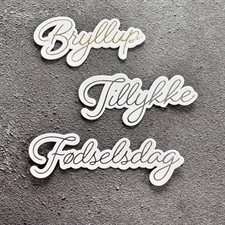 Simple and Basic Press & Hot Foil Plate + Dies - Tekster / Tillykke - Fødselsdag - Bryllup