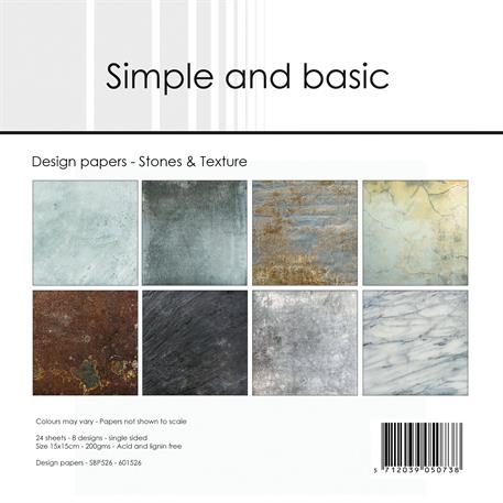 Simple and Basic Design Papers - Stones & Texture 15x15 cm (lille)