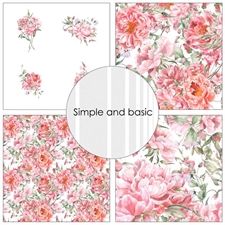 Simple and Basic Design Papers - Opulent Pink Flowers 15x15 cm (lille)