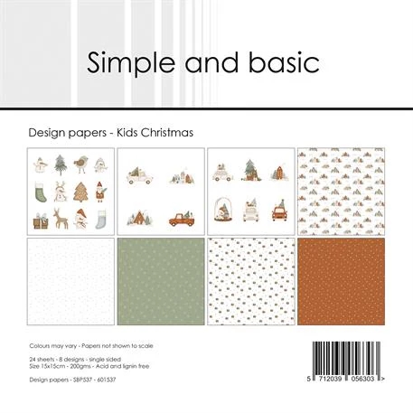 Simple and Basic Design Papers - Kids Christmas 15x15 cm (lille)