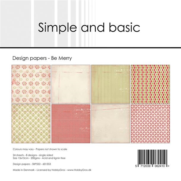 Simple and Basic Design Papers - Be Merry 15x15 cm (lille)