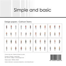 Simple and Basic Design Papers - Cartoon Teens 15x15 cm (lille)