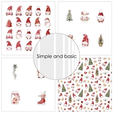 Simple and Basic Design Papers - Christmas Gnomes 15x15 cm (lille)