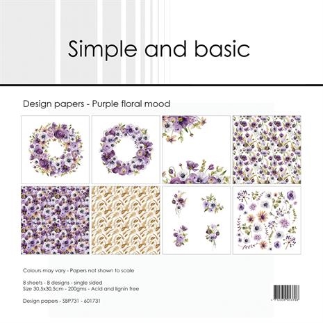Simple and Basic Design Papers - Purple Floral Mood 30,5x30,5 cm (stor)