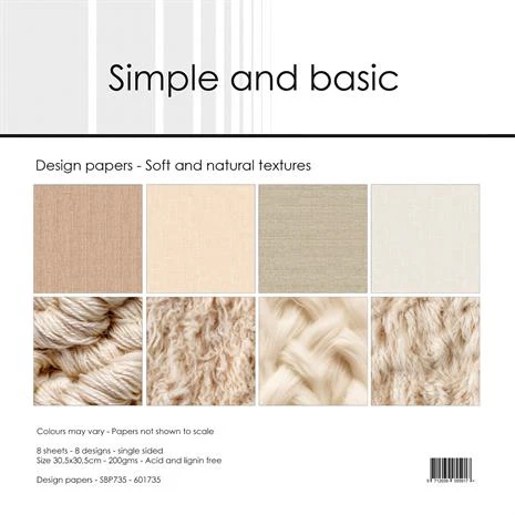 Simple and Basic Design Papers - Soft and Natural Textures 30,5x30,5 cm (stor)