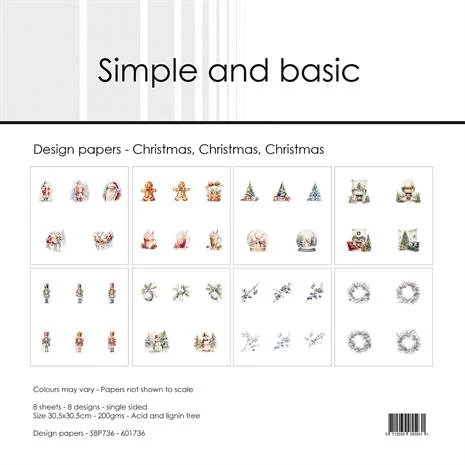 Simple and Basic Design Papers - Christmas, Christmas, Christmas 30,5x30,5 cm (stor)