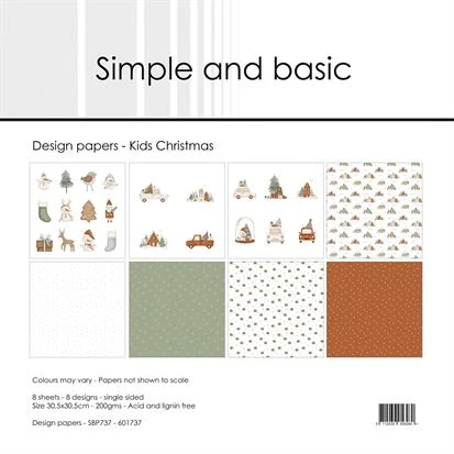 Simple and Basic Design Papers - Kids Christmas 30,5x30,5 cm (stor)