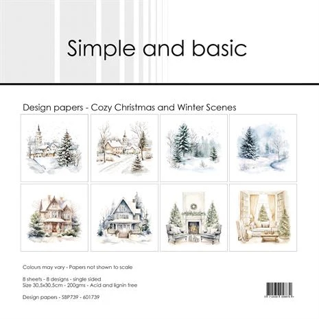 Simple and Basic Design Papers - Cozy Christmas and Winter Scenes 30,5x30,5 cm (stor)