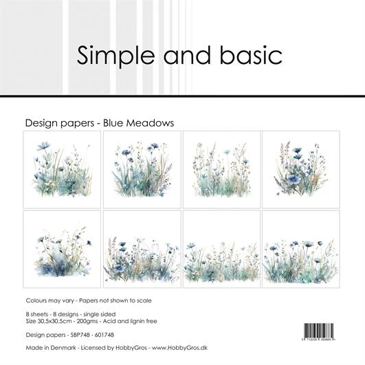 Simple and Basic Design Papers - Blue Meadows 30,5x30,5 cm (stor)