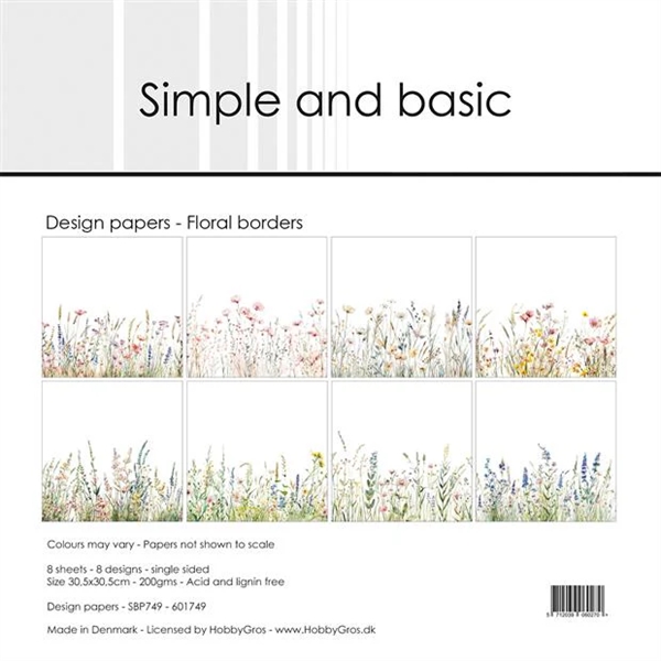 Simple and Basic Design Papers - Floral Borders 30,5x30,5 cm (stor)