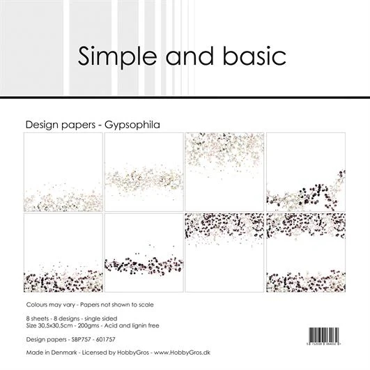 Simple and Basic Design Papers - Gypsophila 30,5x30,5 cm (stor)