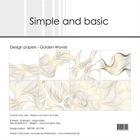 Simple and Basic Design Papers - Golden Waves 30,5x30,5 cm (stor)