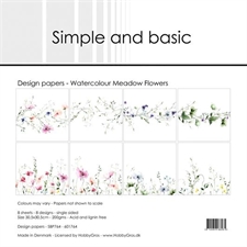 Simple and Basic Design Papers - Watercolour Meadow Flowers 30,5x30,5 cm (stor)
