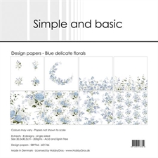 Simple and Basic Design Papers - Blue Delicate Florals 30,5x30,5 cm (stor)