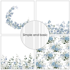 Simple and Basic Design Papers - Blue Delicate Florals 30,5x30,5 cm (stor)