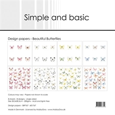 Simple and Basic Design Papers - Beautiful Butterflies 30,5x30,5 cm (stor)