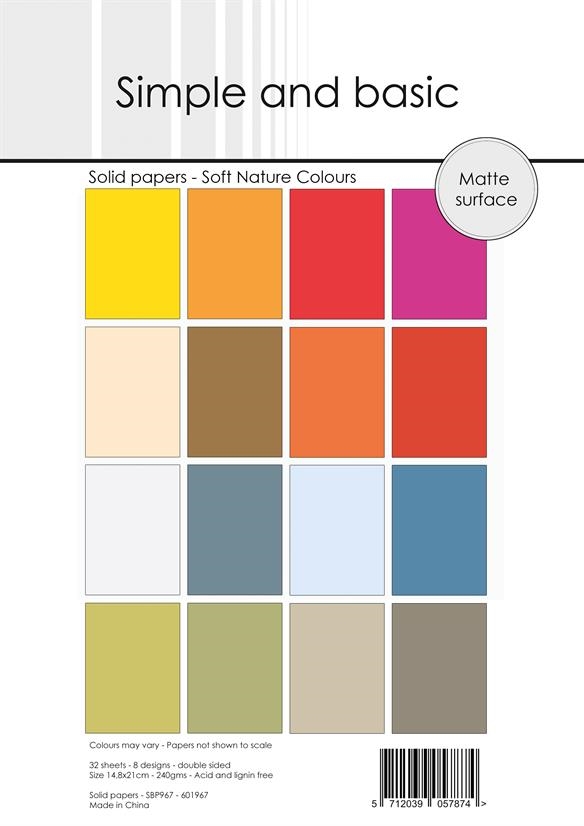 Simple and Basic Solid Papers A5 - Soft Nature Colours