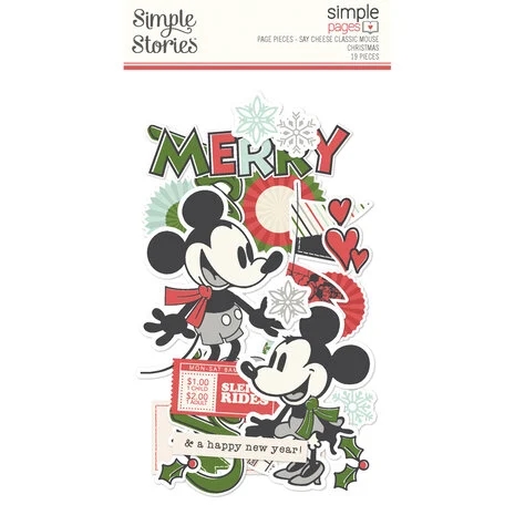 Simple Stories Simple Page Pieces - Say Cheese Classic Mouse CHRISTMAS (19 pieces)
