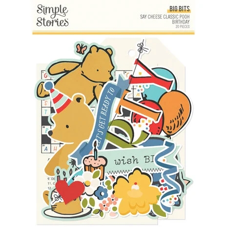 Simple Stories Die Cuts - Bits & Pieces BIG / Say Cheese Classic Pooh BIRTHDAY (Peter Plys) (20 pieces)