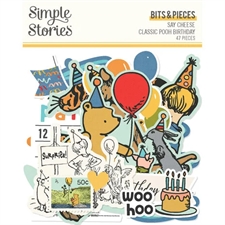 Simple Stories Die Cuts - Bits & Pieces / Say Cheese Classic Pooh BIRTHDAY (Peter Plys) (47 pieces)