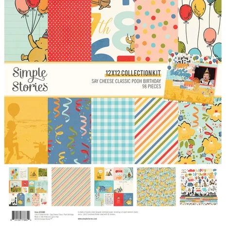 Simple Stories Paper Pack 12x12" Collection - Say Cheese Classic Pooh BIRTHDAY (Peter Plys)