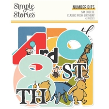 Simple Stories Die Cuts - Bits & Pieces NUMBERS / Say Cheese Classic Pooh BIRTHDAY (Peter Plys) (42 pieces)