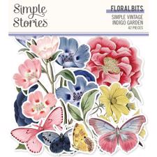 Simple Stories Die Cuts - Floral Bits / Indigo Garden
