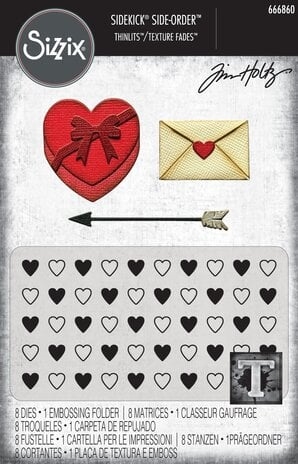 Tim Holtz Sizzix Thinlits & Embossing Folder - Side-Order Set / Love Notes