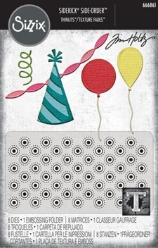 Tim Holtz Sizzix Thinlits & Embossing Folder - Side-Order Set / Celebrate