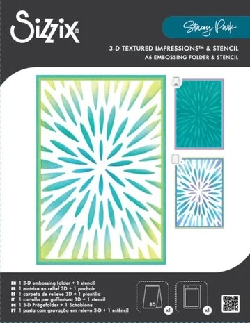 Sizzix 3D Embossing Folder & Stencil Set - Stacey Park / Burst of Bright