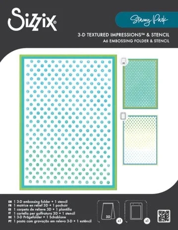 Sizzix 3D Embossing Folder & Stencil Set - Stacey Park / Rock the Dots