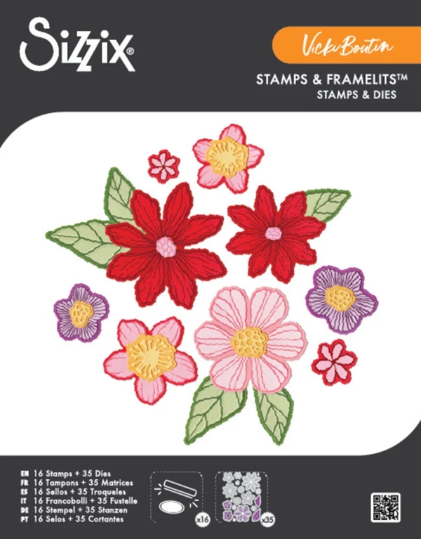 Sizzix Framelits Die & Stamp Set By 49 & Market / Vicki Boutin - Floral Layers #1