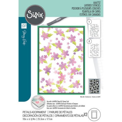 Sizzix Stencil By Stacey Park - Cosmopolitan Petals Adornment