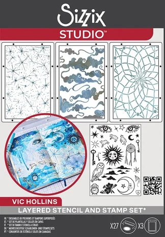 Sizzix Studio Stamp & Stencils Set - Vic Hollins / Dreamscape