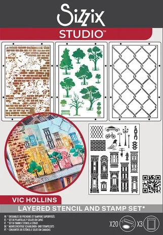 Sizzix Studio Stamp & Stencils Set - Vic Hollins / City Life