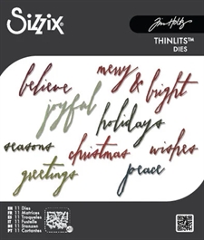 Sizzix Thinlits - Tim Holtz / Holiday Words (Handwritten)