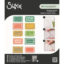 Sizzix Thinlits By 49 & Market - Snap and Swap / Postage Label