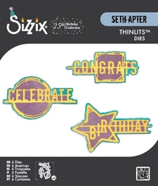 Sizzix 25th Birthday Collection - Thinlits / Seth Apter Word Wafers Birthday